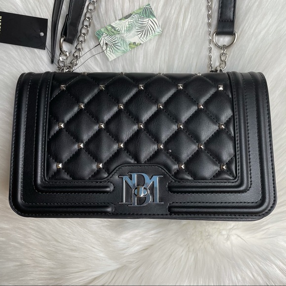 Badgley Mischka black studded quilted purse - Picture 5 of 16